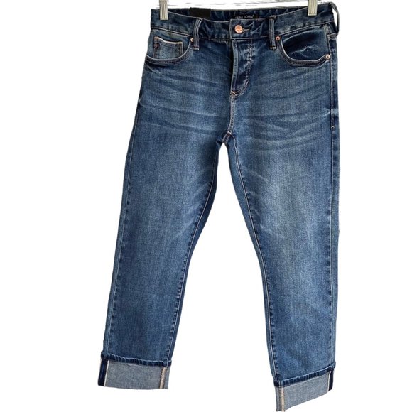 Dear John Blaire Cuffed High Rise Cropped Straight Jeans Womens Sz 25 Distressed - Picture 1 of 10